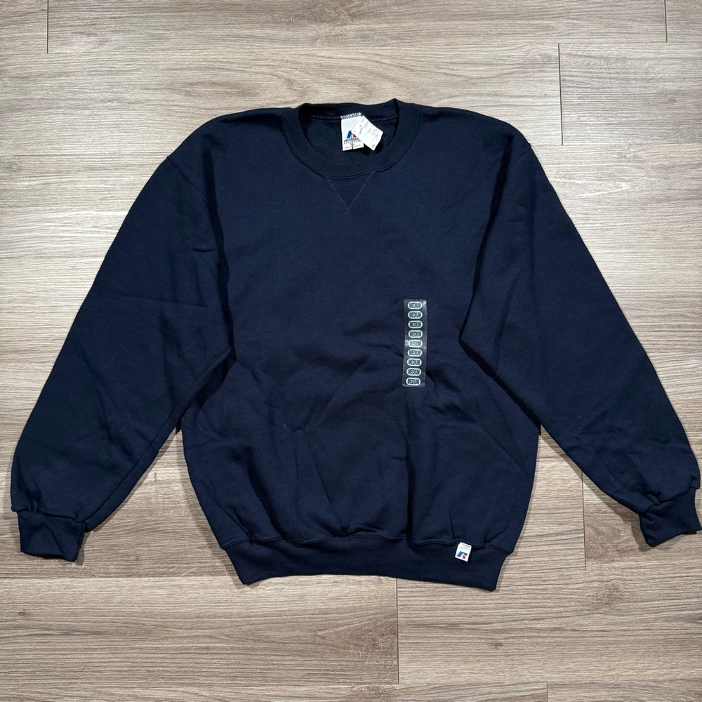 New Vintage Y2K Russell Made in Mexico Blue Crewneck Sweatshirt Size M